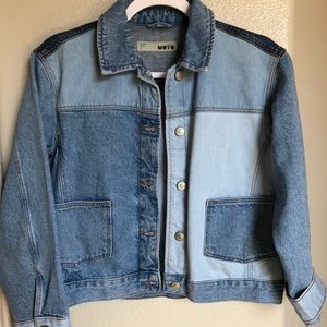 Topshop colorblocked denim jacket.